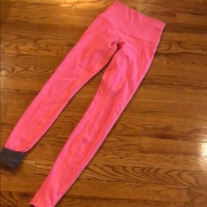 Peachy pink high waisted workout pants-reversible